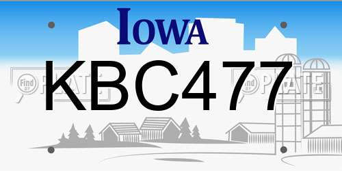 KBC477 Iowa License Plate