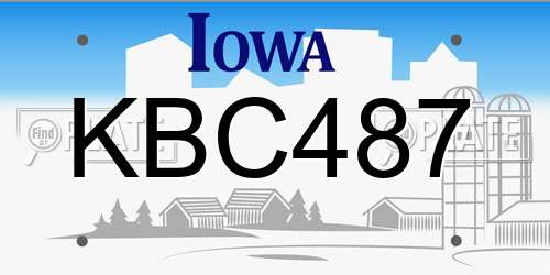 KBC487 Iowa License Plate