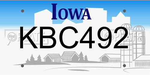 KBC492 Iowa License Plate