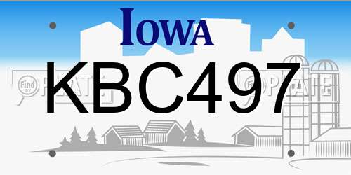KBC497 Iowa License Plate