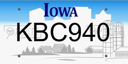 KBC940 Iowa License Plate