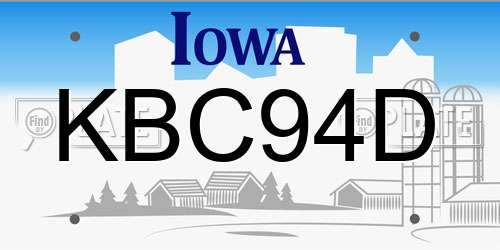 KBC94D Iowa License Plate