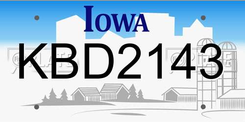KBD2143 Iowa License Plate