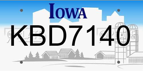 KBD7140 Iowa License Plate