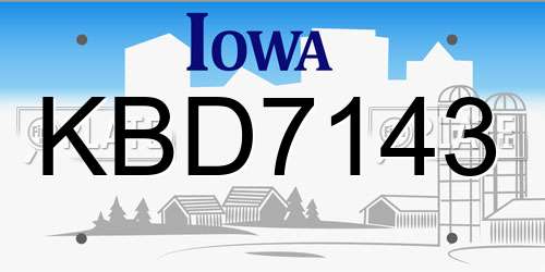 KBD7143 Iowa License Plate