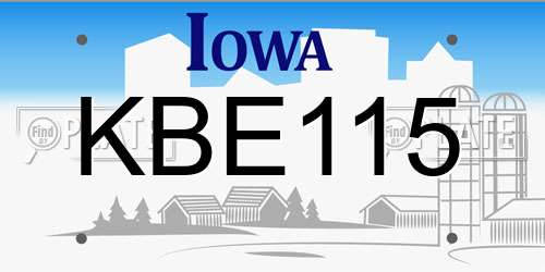 KBE115 Iowa License Plate
