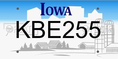 KBE255 Iowa License Plate