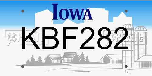 KBF282 Iowa License Plate