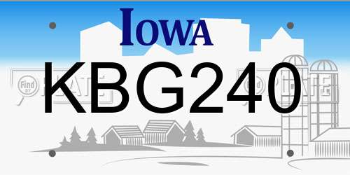 KBG240 Iowa License Plate
