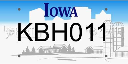 KBH011 Iowa License Plate