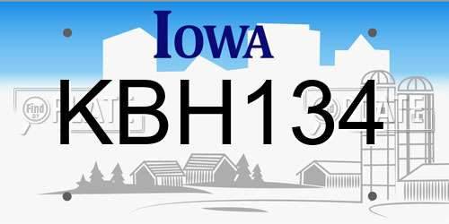 KBH134 Iowa License Plate