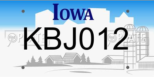 KBJ012 Iowa License Plate