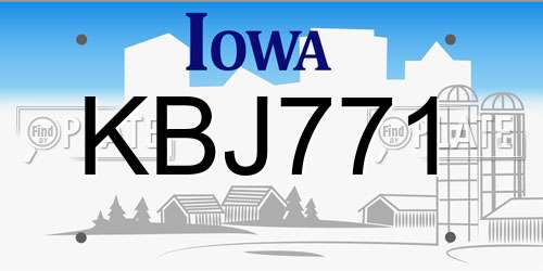 KBJ771 Iowa License Plate
