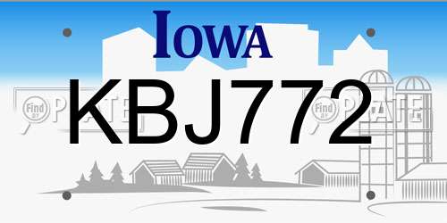 KBJ772 Iowa License Plate