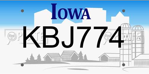 KBJ774 Iowa License Plate