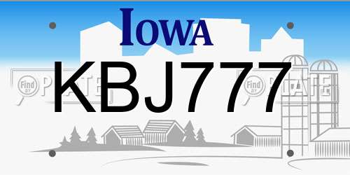 KBJ777 Iowa License Plate
