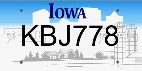 KBJ778 Iowa License Plate