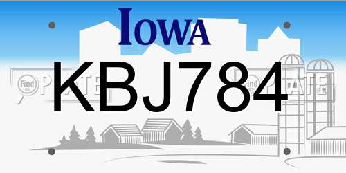 KBJ784 Iowa License Plate