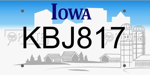 KBJ817 Iowa License Plate