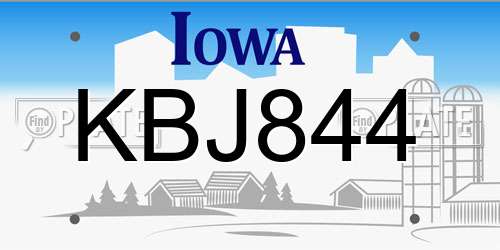 KBJ844 Iowa License Plate