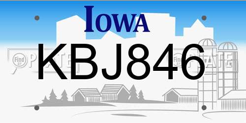 KBJ846 Iowa License Plate