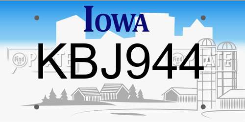 KBJ944 Iowa License Plate