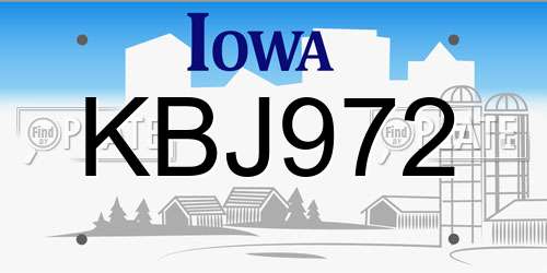 KBJ972 Iowa License Plate