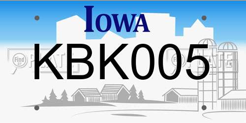 KBK005 Iowa License Plate