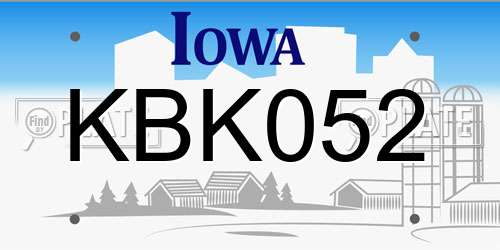 KBK052 Iowa License Plate