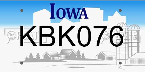 KBK076 Iowa License Plate