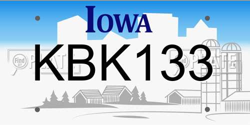 KBK133 Iowa License Plate