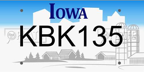 KBK135 Iowa License Plate