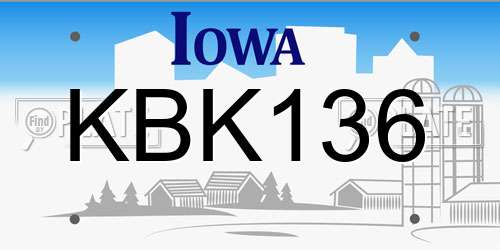 KBK136 Iowa License Plate