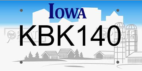 KBK140 Iowa License Plate
