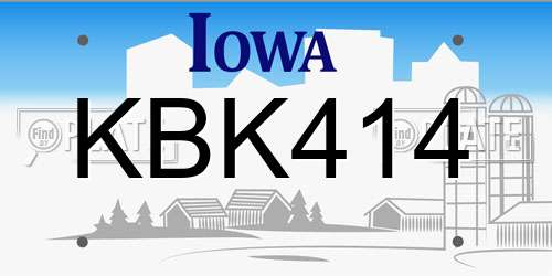 KBK414 Iowa License Plate