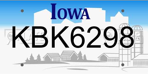 KBK6298 Iowa License Plate