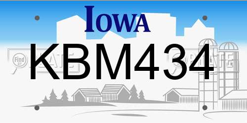 KBM434 Iowa License Plate