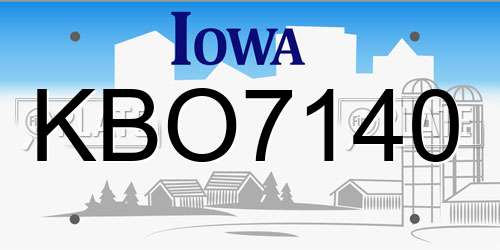 KBO7140 Iowa License Plate