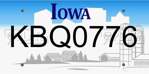 KBQ0776 Iowa License Plate