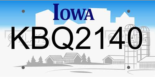KBQ2140 Iowa License Plate