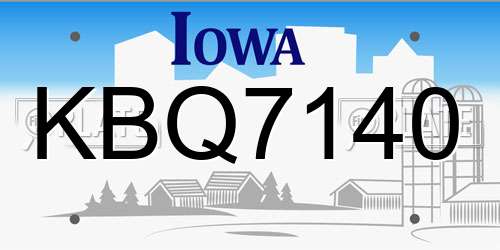 KBQ7140 Iowa License Plate