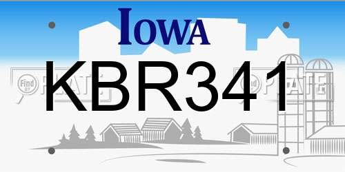 KBR341 Iowa License Plate