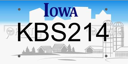 KBS214 Iowa License Plate