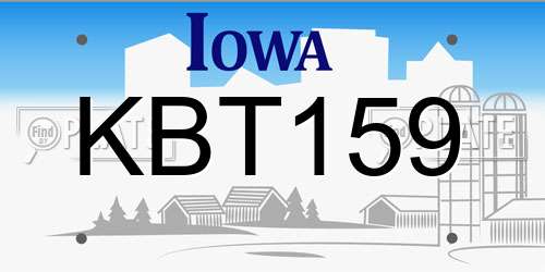 KBT159 Iowa License Plate