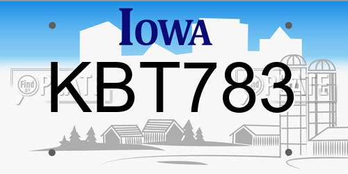 KBT783 Iowa License Plate