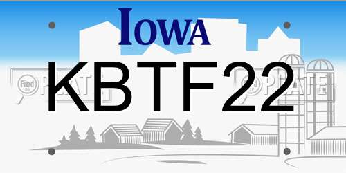KBTF22 Iowa License Plate