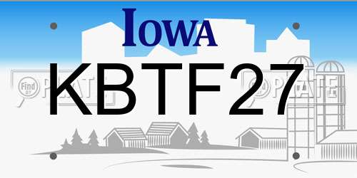 KBTF27 Iowa License Plate