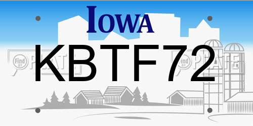 KBTF72 Iowa License Plate