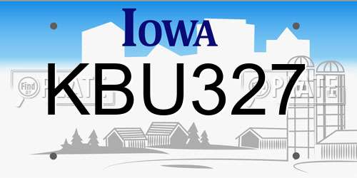 KBU327 Iowa License Plate