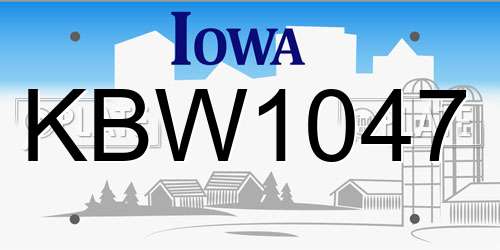 KBW1047 Iowa License Plate